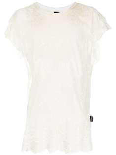 COOL T.M floral-embroidered mesh panel T-shirt