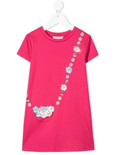 Charabia платье-футболка с цветочной аппликацией