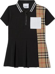 Burberry Kids платье-рубашка поло со вставкой в клетку Vintage Check