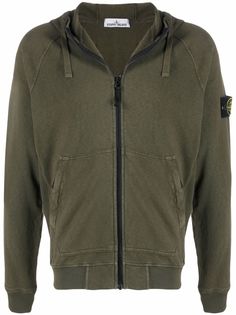 Stone Island худи на молнии с нашивкой-логотипом