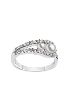 Yoko London кольцо Sleek из белого золота с жемчугом и бриллиантами