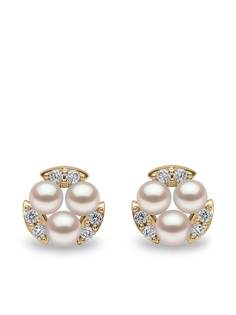 Yoko London серьги Sleek из желтого золота с жемчугом и бриллиантами