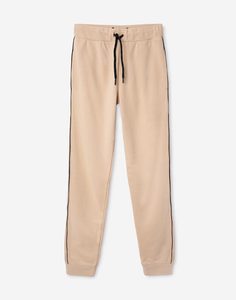 Бежевые брюки-джоггеры с лампасами для мальчика Gloria Jeans