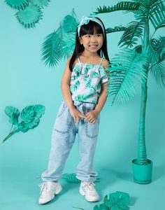 Джинсы Jogger с поясом для девочки Gloria Jeans