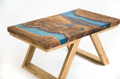 Журнальный стол (woodzpro) голубой 94.0x45.0x58.0 см.