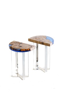Журнальный стол (woodzpro) синий 30.0x69.0x50.0 см.