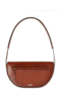 Компактная коричневая сумка из кожи Olympia Burberry