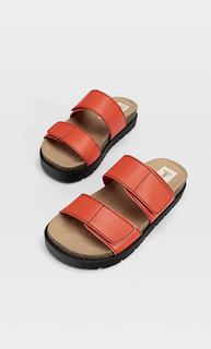 Stradivarius Сандалии На Плоской Подошве С Ремешками Оранжевый 38