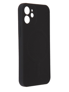 Чехол DF для APPLE iPhone 12 mini c микрофиброй Silicone Black iMagnetcase-01