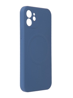 Чехол DF для APPLE iPhone 12 c микрофиброй Silicone Blue iMagnetcase-02