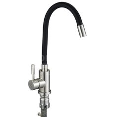 Смеситель для кухни Solone EZA4-F090KB из нержавеющей стали с гибким изливом и гайкой, черный