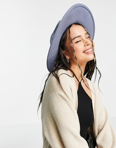 Синяя фетровая шляпа с широкими полями и регулируемым ремешком ASOS DESIGN-Голубой