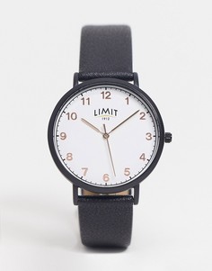 Мужские часы с черным ремешком из искусственной кожи и белым циферблатом Limit-Черный