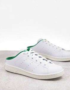Белые кроссовки-мюли с зеленой вставкой из экологичных материалов adidas Originals Stan Smith-Серый