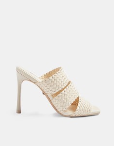 Кремовые плетеные мюли на каблуке Topshop-Белый
