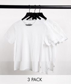 Набор из 3 белых футболок из органического хлопка Burton Menswear-Многоцветный