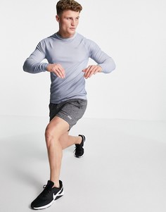 Облегающий лонгслив в рубчик с маслянистым эффектом ASOS 4505-Голубой