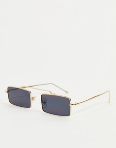 Прямоугольные солнцезащитные очки в золотистой оправе с черными стеклами My Accessories London-Черный