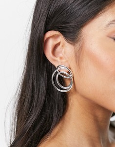 Серебристые массивные серьги-гвоздики с перекрученной отделкой Accessorize-Серебристый