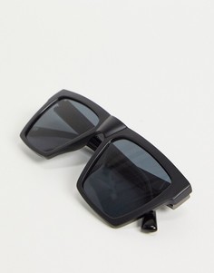 Матовые солнцезащитные очки с D-образной оправой черного цвета River Island-Черный