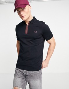 Темно-синяя футболка поло с воротом на молнии Fred Perry-Темно-синий