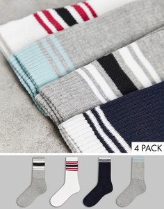 Набор из 4 пар носков с полосками Topman-Многоцветный
