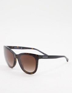 Солнцезащитные очки в массивной оправе Emporio Armani-Коричневый цвет
