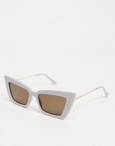 Квадратные солнцезащитные очки «кошачий глаз» в серой оправе с трубчатыми дужками ASOS DESIGN-Серый