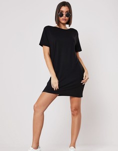 Черное базовое платье-футболка с перекрещенными элементами сзади Missguided-Черный