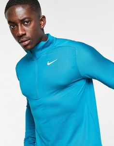 Синий топ с короткой молнией Nike Running Dri-FIT Element-Голубой