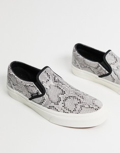 Серые кроссовки-слипоны со змеиным принтом Vans-Серый