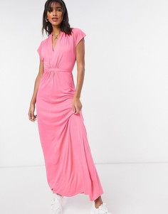 Розовое платье макси с V-образным вырезом French Connection Meadow-Розовый цвет