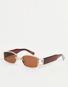 Прямоугольные солнцезащитные очки в золотистой оправе с коричневыми стеклами My Accessories London-Коричневый цвет