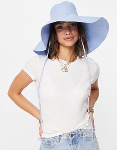 Голубая стеганая панама в стиле oversized с завязками ASOS DESIGN-Голубой
