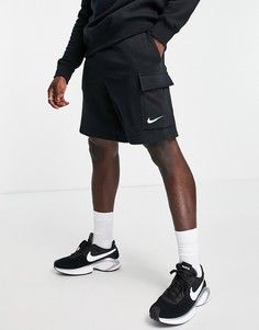 Черные флисовые шорты карго с логотипом Nike Zig Zag S1-Черный цвет
