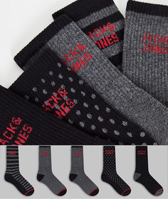 Набор из 5 пар серых носков с логотипом Jack & Jones-Серый