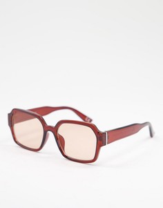 Коричневые солнцезащитные очки в квадратной оправе со стеклами в тон ASOS DESIGN-Коричневый цвет