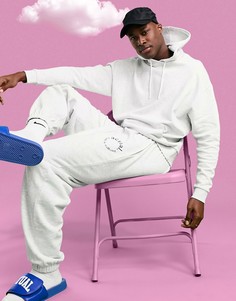 Белые меланжевые oversized-джоггеры с принтом "Health and Wellbeing" ASOS Actual Athleisure-Белый