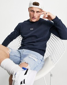 Темно-синий свитшот с круглым вырезом BOSS Weevo 2