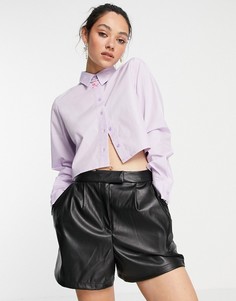 Укороченная рубашка бледно-сиреневого цвета Noisy May-Фиолетовый цвет