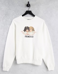 Белый свитшот с винтажным принтом ангелов Fiorucci