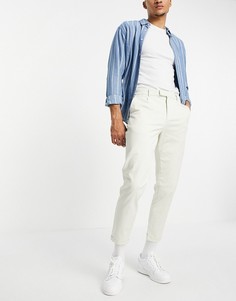 Кремовый брюки чиносы со складками New Look-Белый