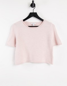Розовая трикотажная футболка свободного кроя Topshop-Розовый цвет