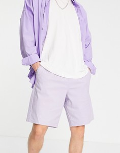 Сиреневые шорты чиносы свободного кроя с эластичным поясом ASOS DESIGN-Фиолетовый цвет