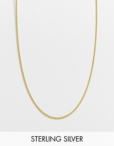 Узкое фактурное ожерелье из стерлингового серебра с позолотой 14 карат ASOS DESIGN-Золотистый