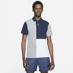 Мужская рубашка-поло с плотной посадкой и цветовыми блоками Nike Polo - Синий