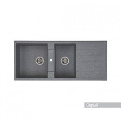 Мойка Акватон Торина 1150x500 керамогранит, 2 чаши, прямоугольная, цвет серый