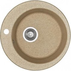 Мойка Акватон Иверия D480 керамогранит, 1 чаша, круглая, с сифоном, цвет песочный