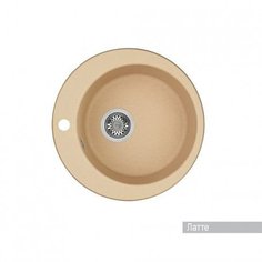 Мойка Акватон Иверия D480 керамогранит, 1 чаша, круглая, с сифоном, цвет лате