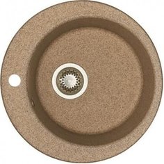 Мойка Акватон Иверия D480 керамогранит, 1 чаша, круглая, с сифоном, цвет терракот